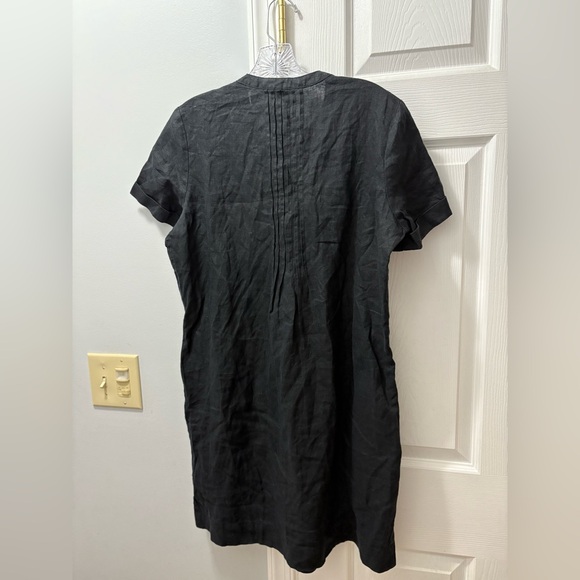 Quince Women's Black European Linen Short Sleeve Swing Dress sz S Buttons NWT - Picture 4 of 6